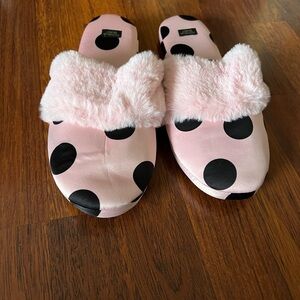 Pink and Black Polka Dot Slippers